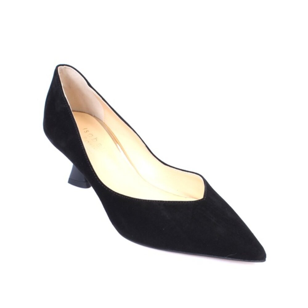 Isabelle 518b Black Suede Leather Stiletto Heels Pointy Toe Pumps